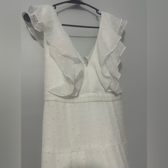 Free People White Plunge Jumpsuit with Flutter Cap Sleeves - Picture 6 of 14